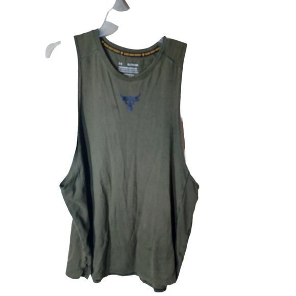 Boys Green Under Armour Tank Top Bull Head In The Center Has Holes XL - Picture 7 of 16